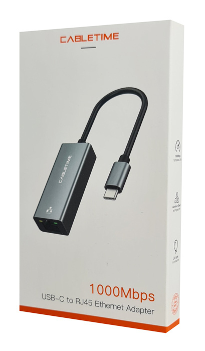 Cabletime Αντάπτορας Δικτύου USB-C σε Ethernet(RJ45) 1000Mbps