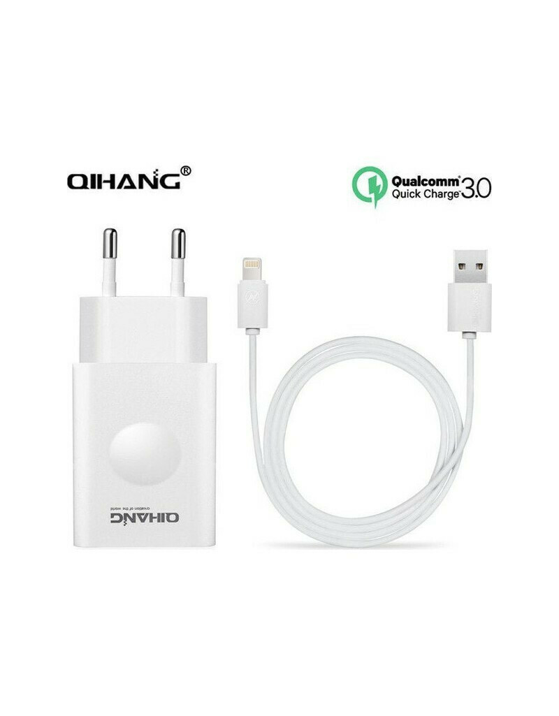 QIHANG Φορτιστής με Θύρα USB-A και Καλώδιο Lightning 5A (Λευκός)