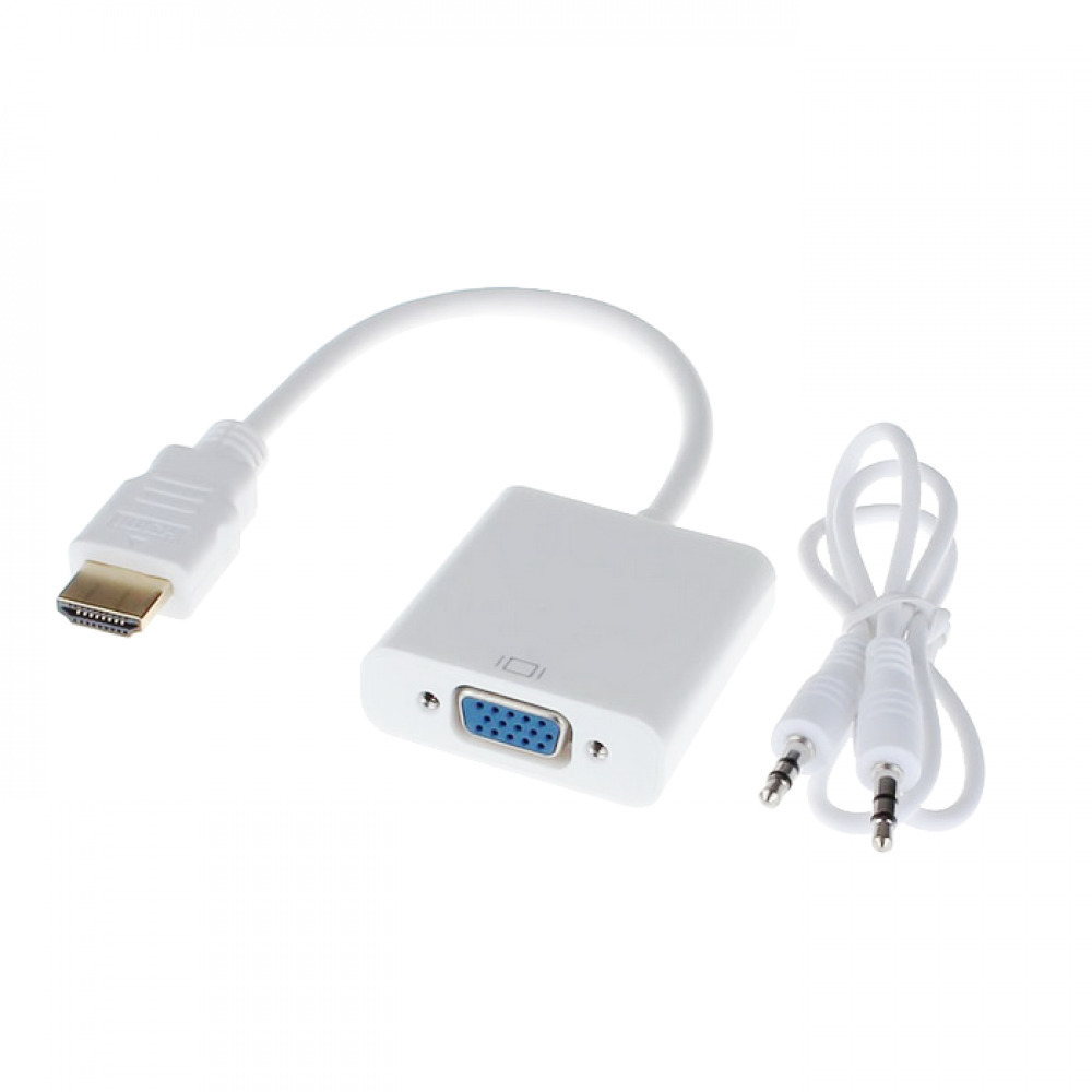 Powertech Αντάπτορας HDMI σε VGA με Καλώδιο Ήχου 3.5mm 0.20m Λευκό