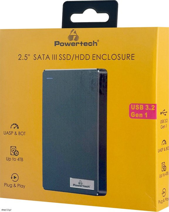 Powertech Θήκη για 2.5" SATA HDD/SSD 5Gbps Μαύρη