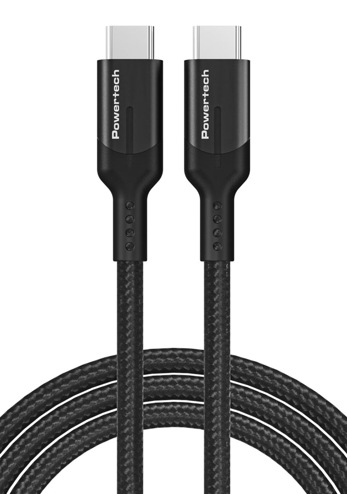 Powertech Braided USB 3.2 Cable USB-C male - USB-C 100W Μαύρο 1m (PTR-0136)