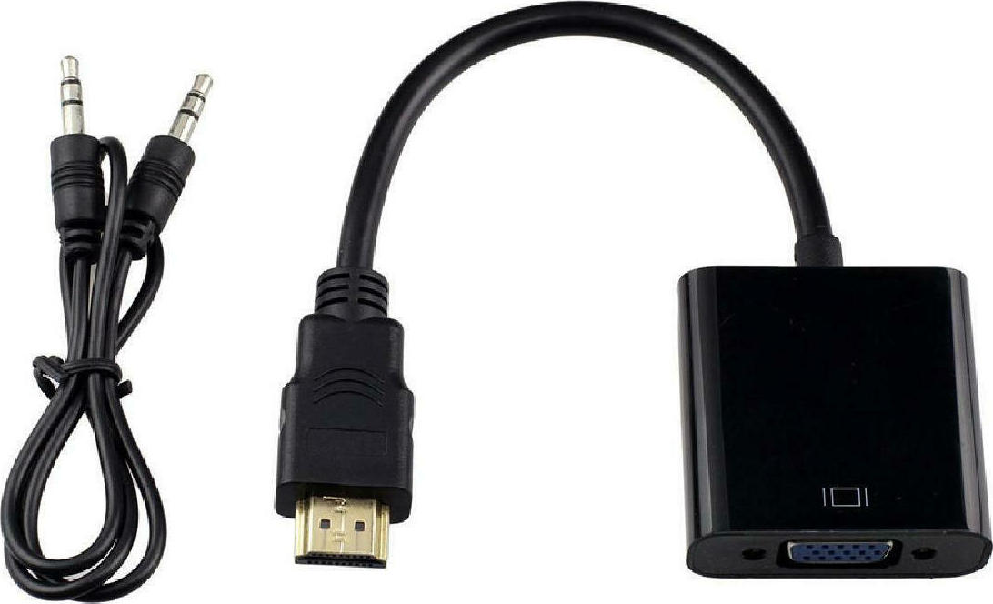 Powertech Αντάπτορας HDMI σε VGA με Καλώδιο Ήχου 3.5mm 0.20m Μαύρο