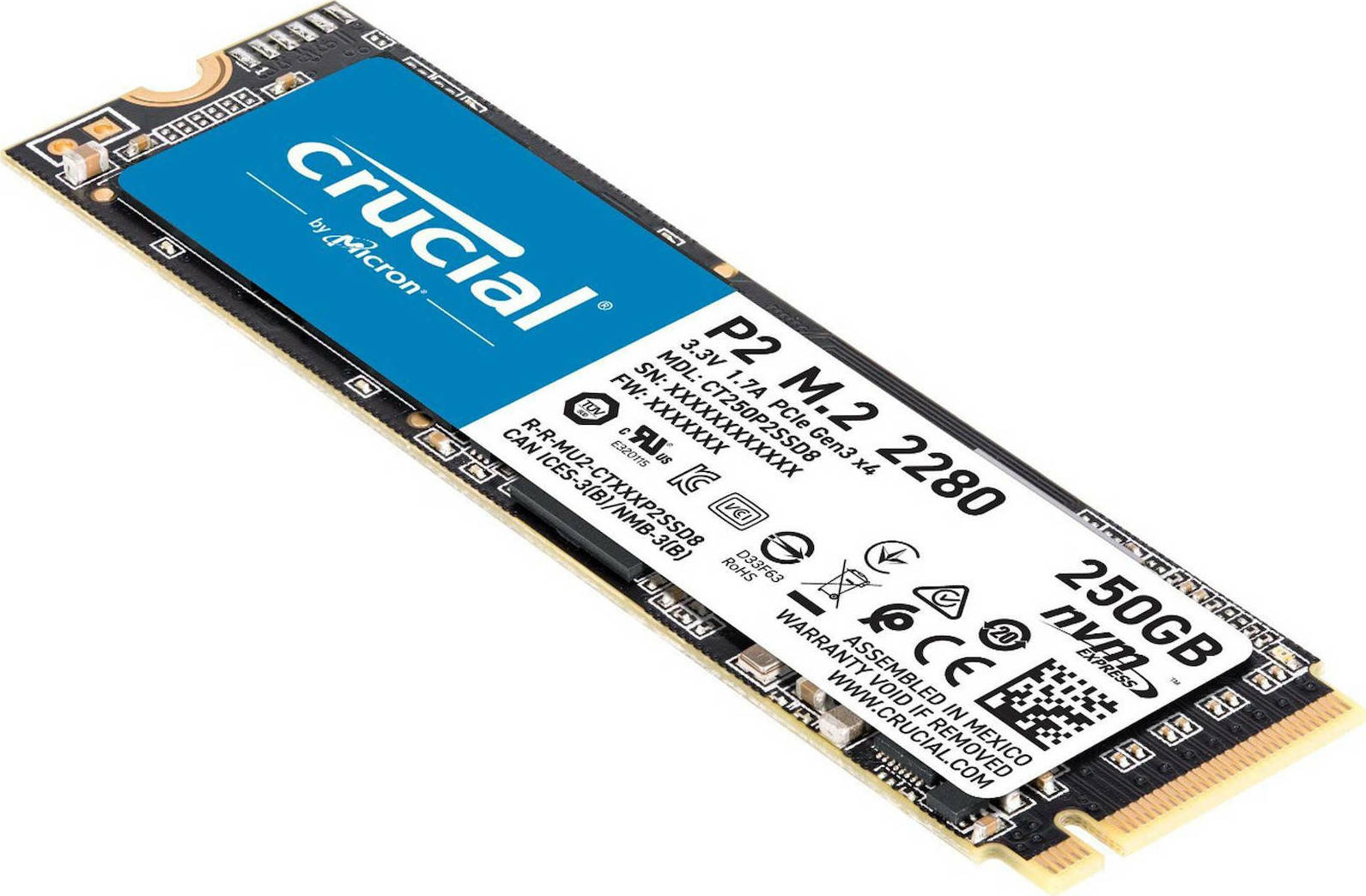 Crucial P2 SSD 250GB M.2 NVMe PCI Express 3.0